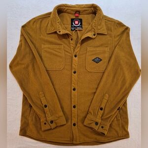 686 Sierra Fleece Flannel Shirt Jacket Brown Mustard Snap Button Size L